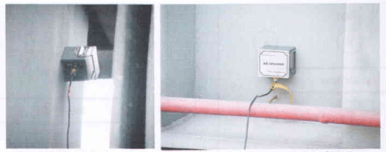 Sensor acaustic yang dipasang pada dinding transformator